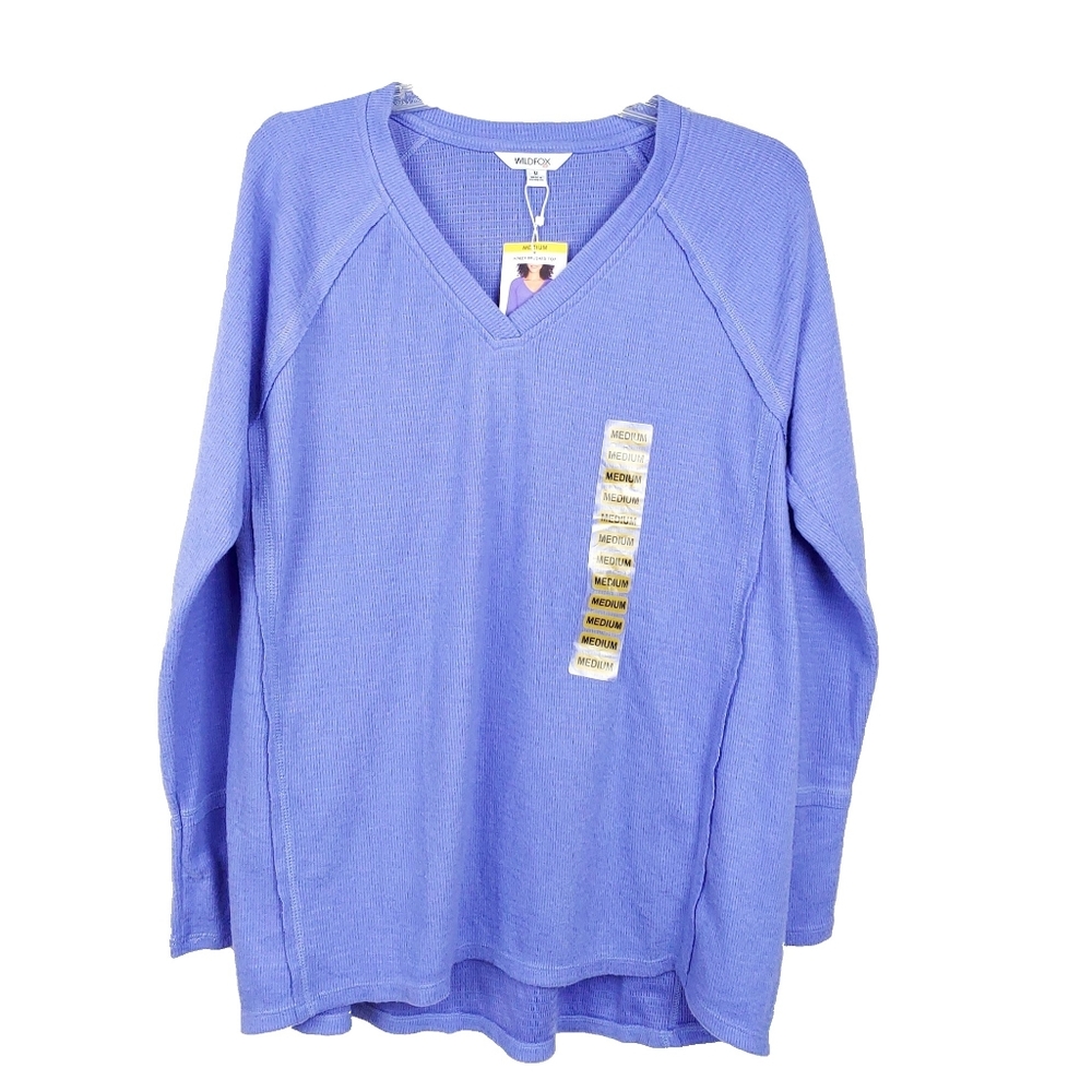 NWT Wildfox $84 Wmns  Purple Orchid Waffle Top - Picture 2 of 7